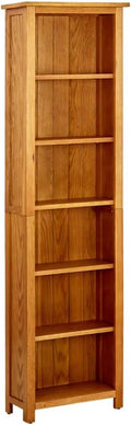 Rustic Oak 6‑Tier Tall Storage Bookshelf