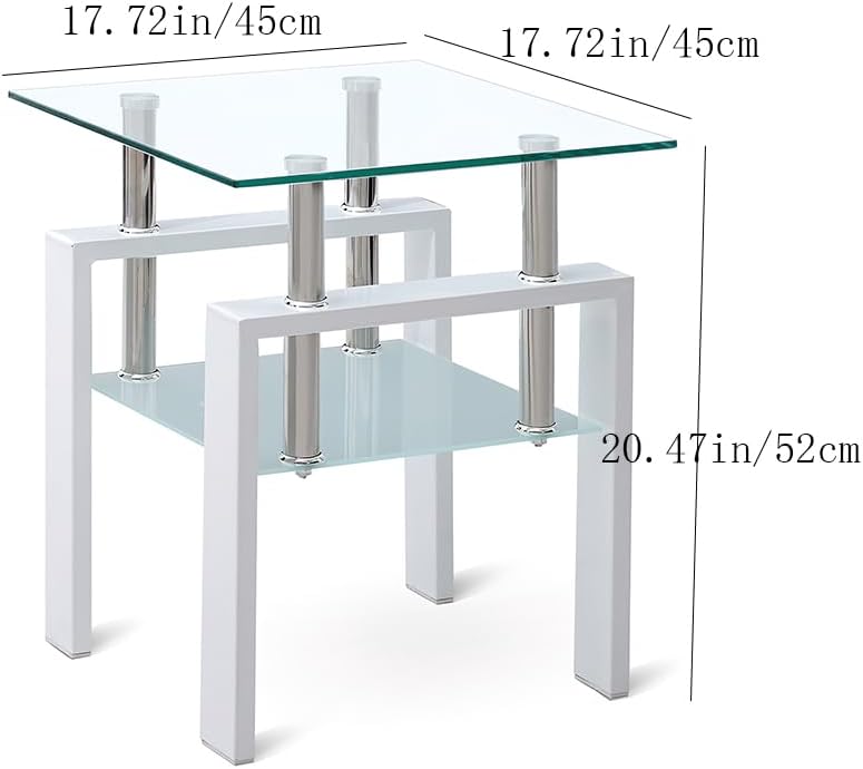 Modern Glass End Tables with Metal Frame