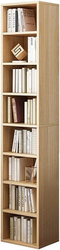 Oak Tall Narrow Corner Storage Bookcase