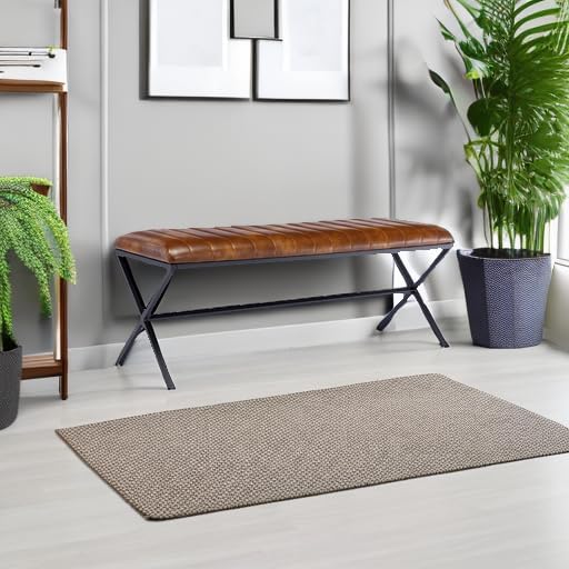 Modern Tufted Faux Leather Ottoman Bench
