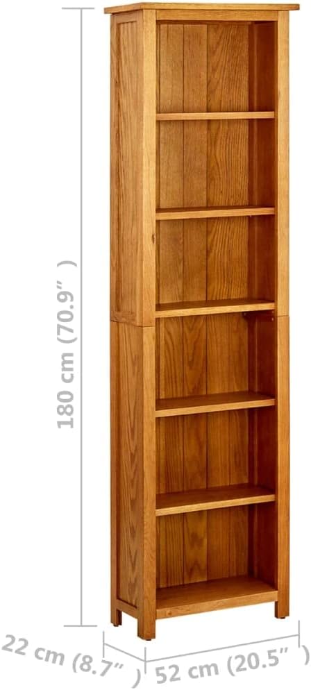 Rustic Oak 6‑Tier Tall Storage Bookshelf