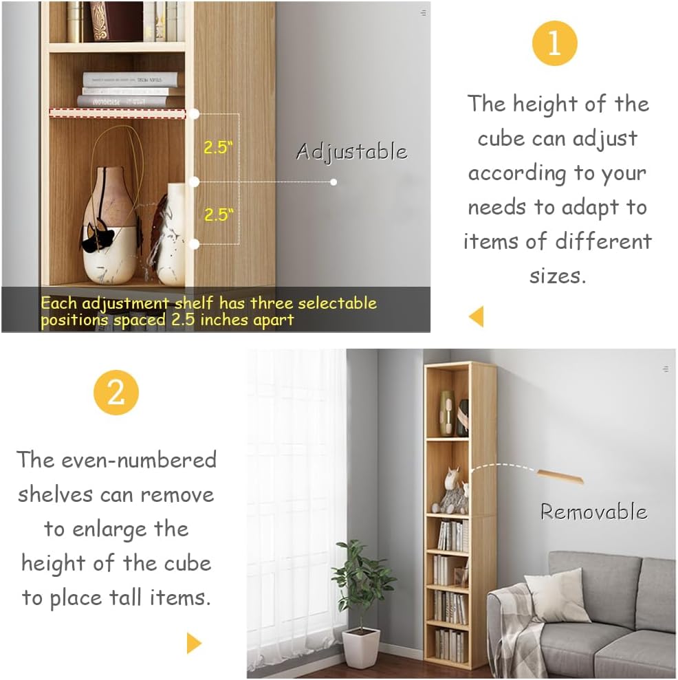 Oak Tall Narrow Corner Storage Bookcase