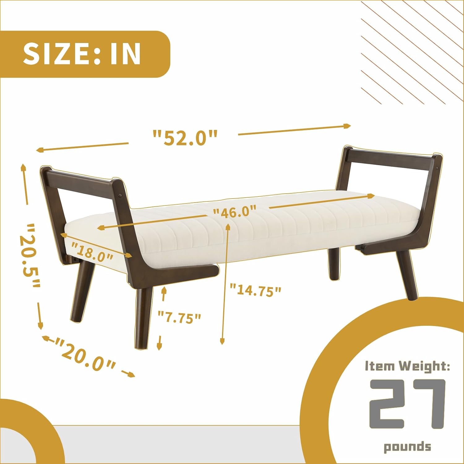 Chenille Upholstered Storage Bench With Wood Legs