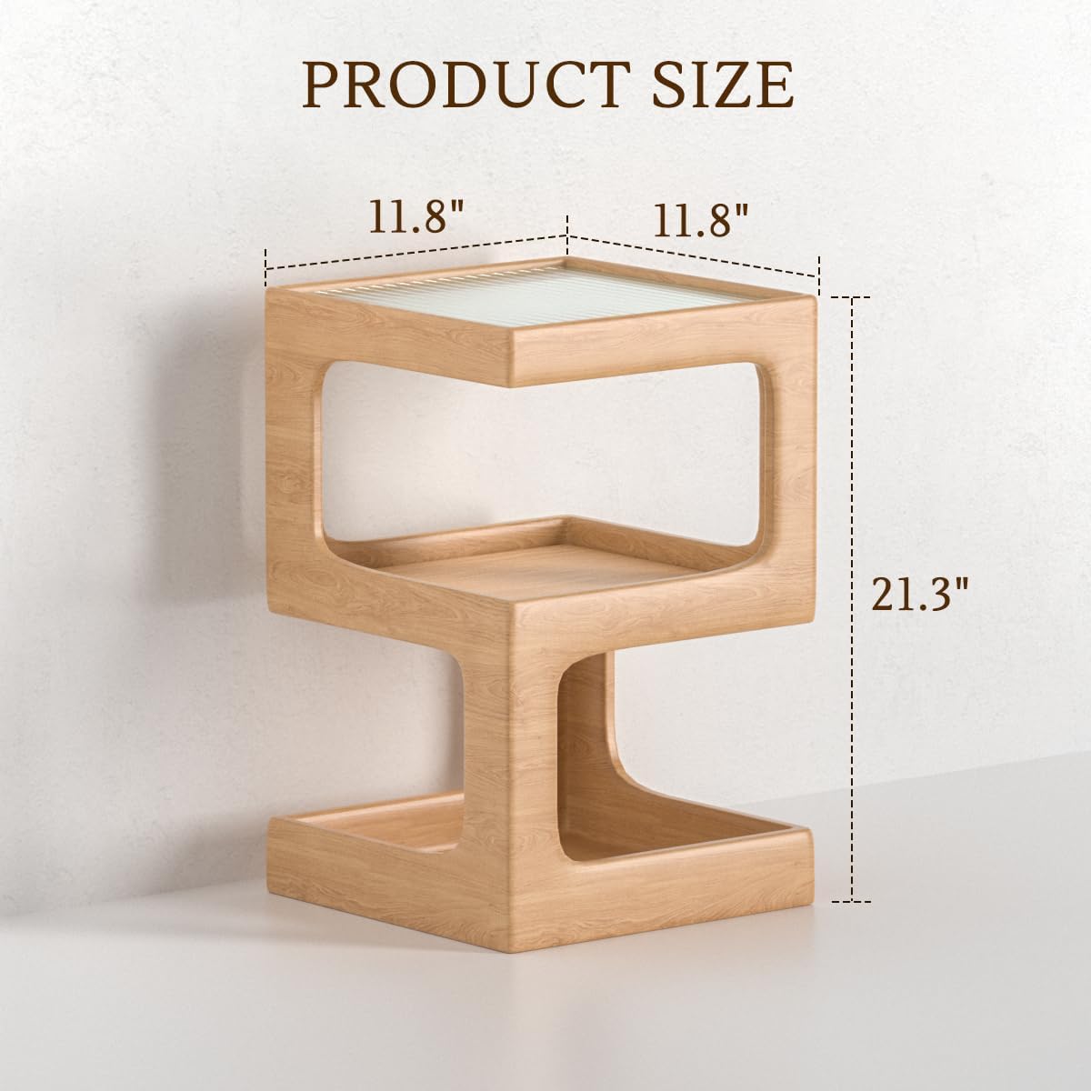 Modern Solid Wood Glass Top Side Table
