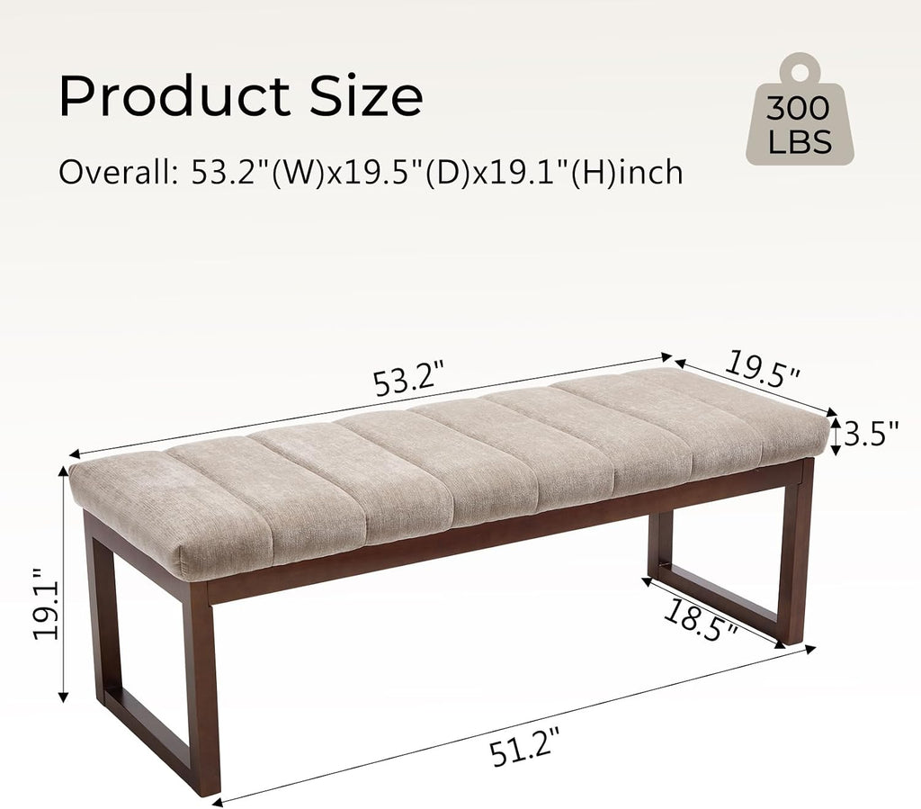 Modern Chenille Upholstered Solid‑Frame Bench