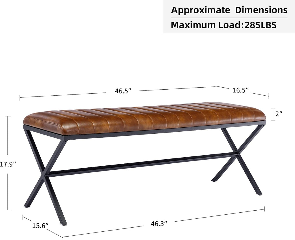 Modern Tufted Faux Leather Ottoman Bench