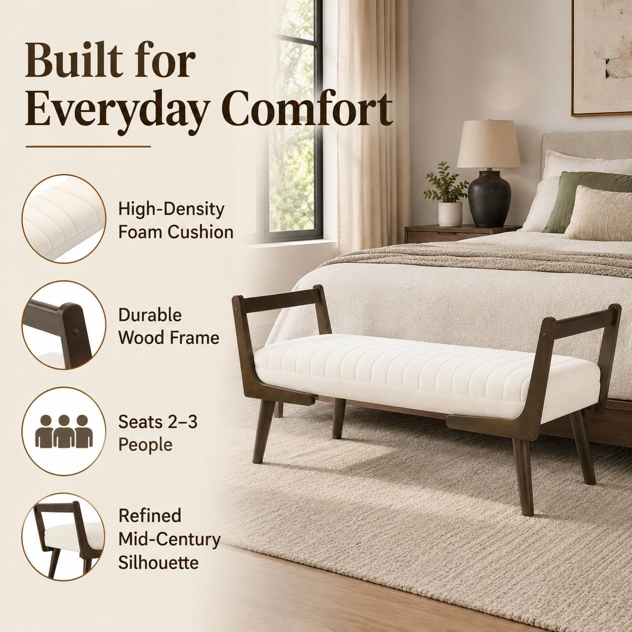 Chenille Upholstered Storage Bench With Wood Legs