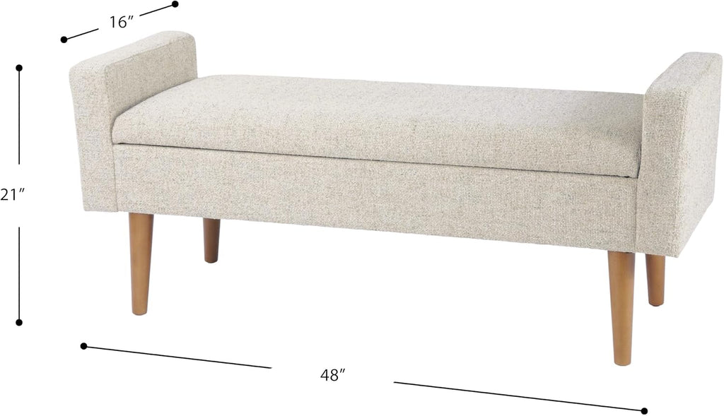 Fabric Upholstered Multi‑Functional Storage Bench