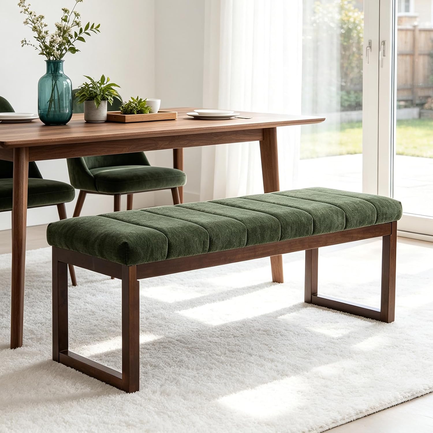 Chenille Tufted Upholstered Bedroom Bench
