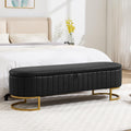 Faux Leather Storage Ottoman Bench with Metal Legs
