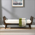 Chenille Upholstered Storage Bench With Wood Legs
