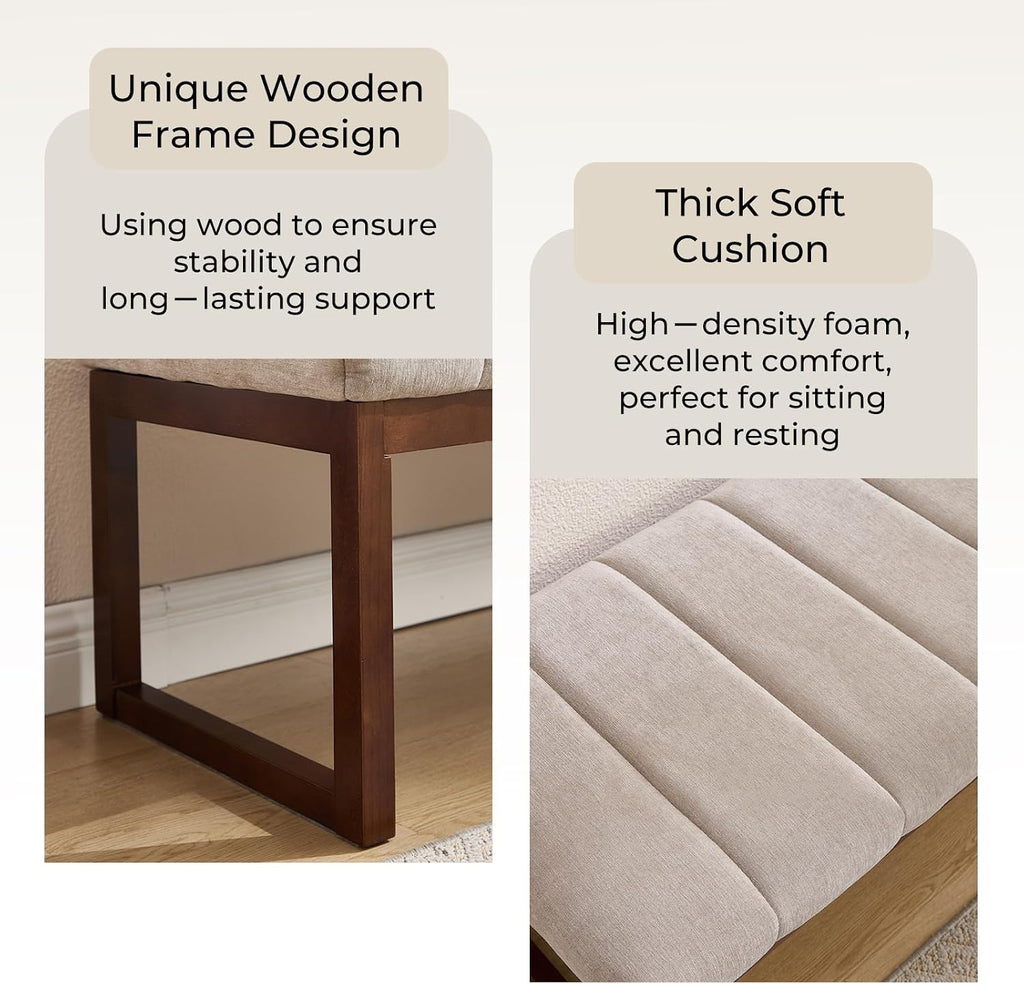 Modern Chenille Upholstered Solid‑Frame Bench