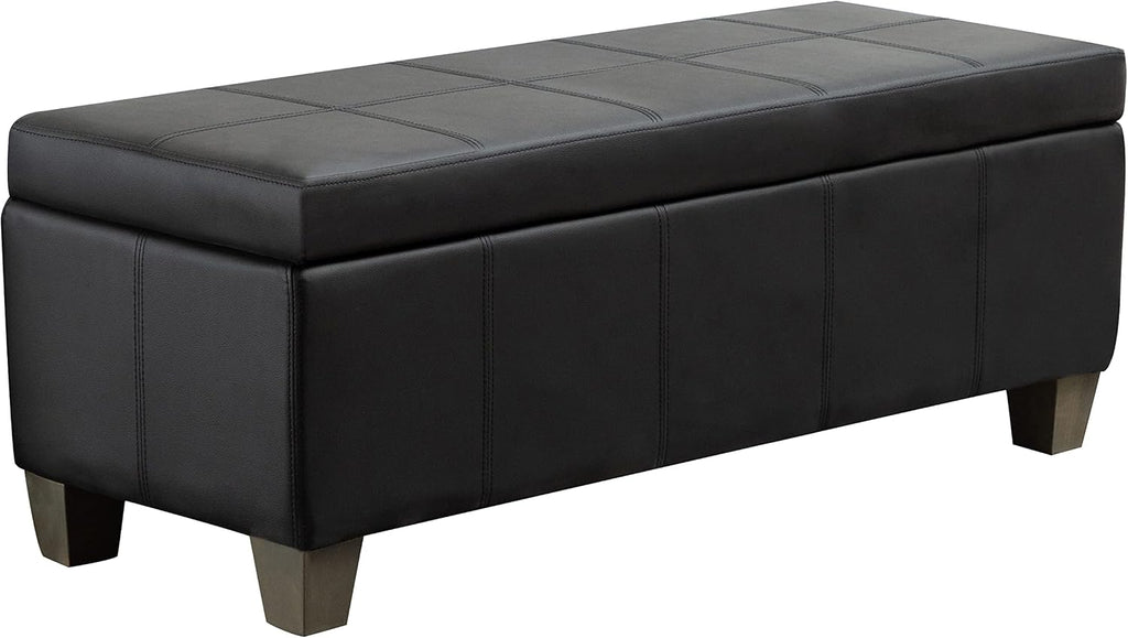 Upholstered Faux Leather Storage Ottoman Bench