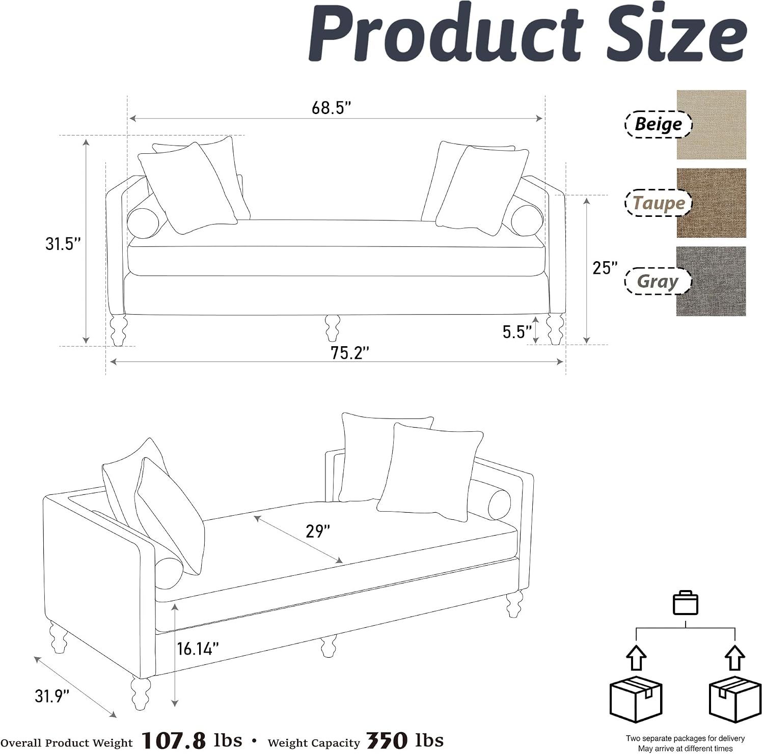 Chenille Upholstered End‑of‑Bed Bench