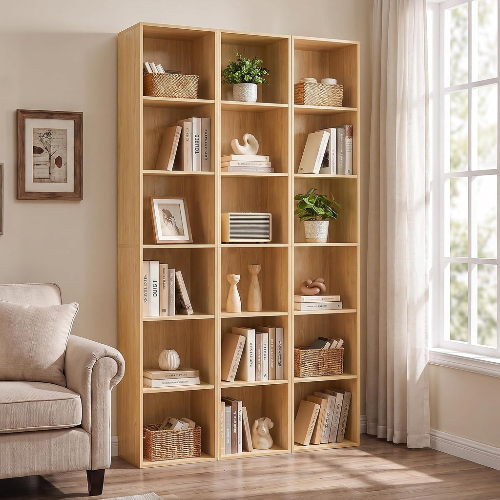 Oak 6‑Cube Tall Storage Organizer Bookshelf