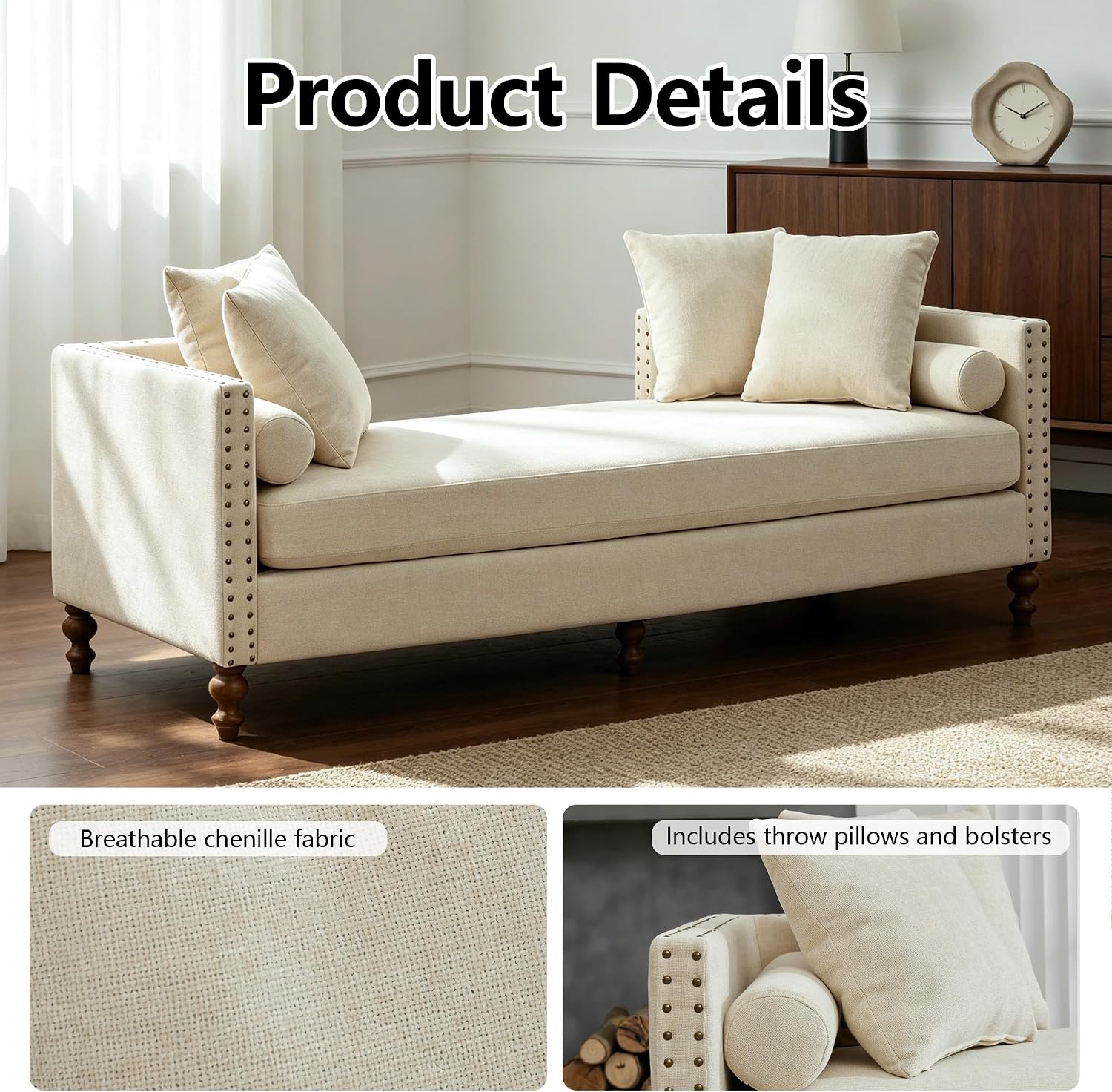 Chenille Upholstered End‑of‑Bed Bench