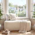 Modern Curved Sherpa Upholstered Ottoman Bench