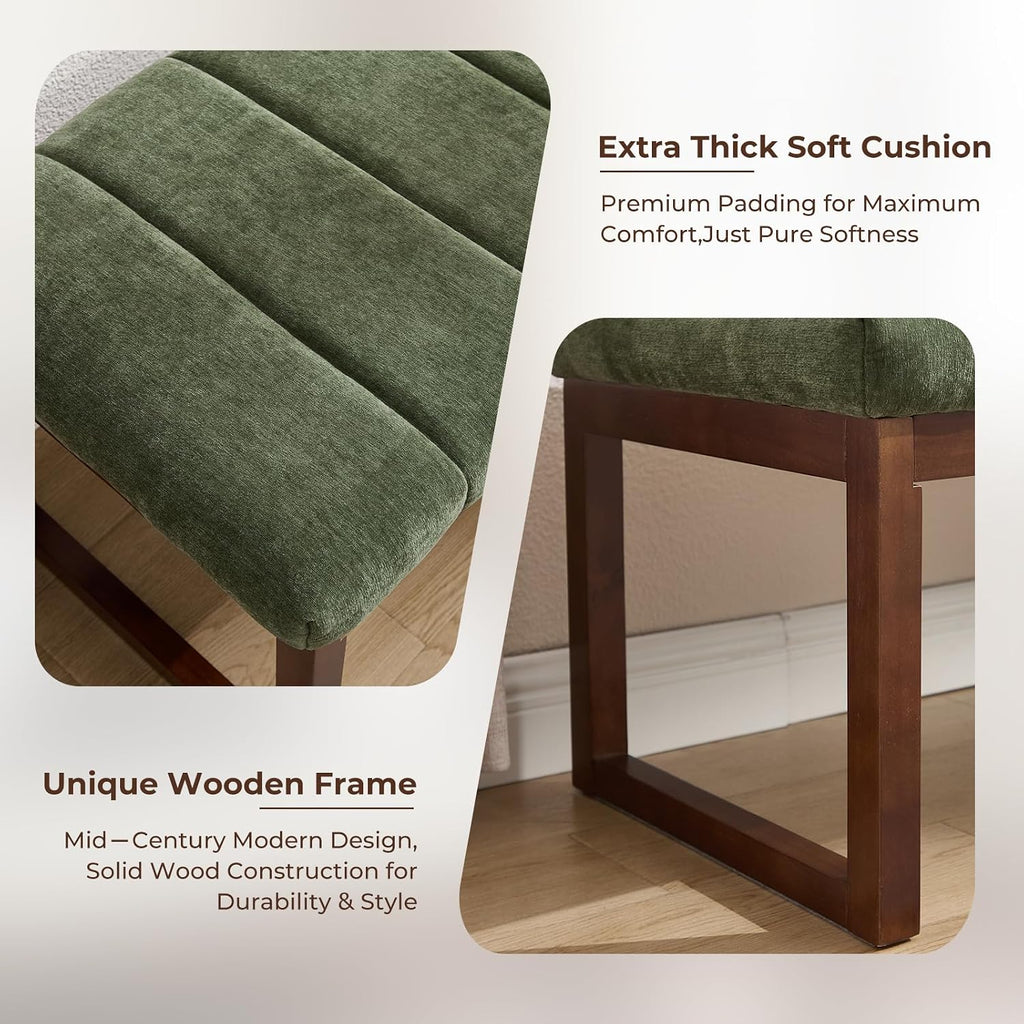 Chenille Tufted Upholstered Bedroom Bench