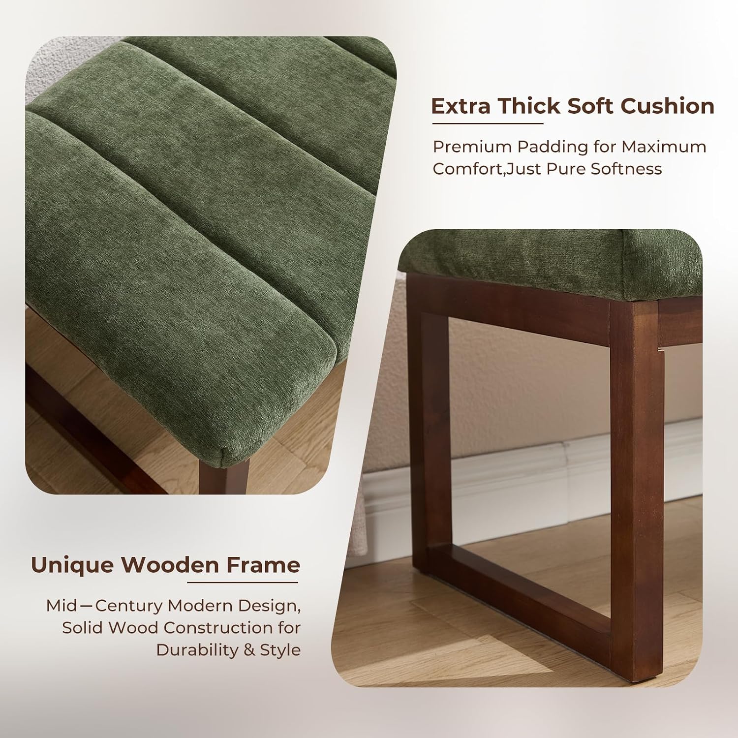 Chenille Tufted Upholstered Bedroom Bench