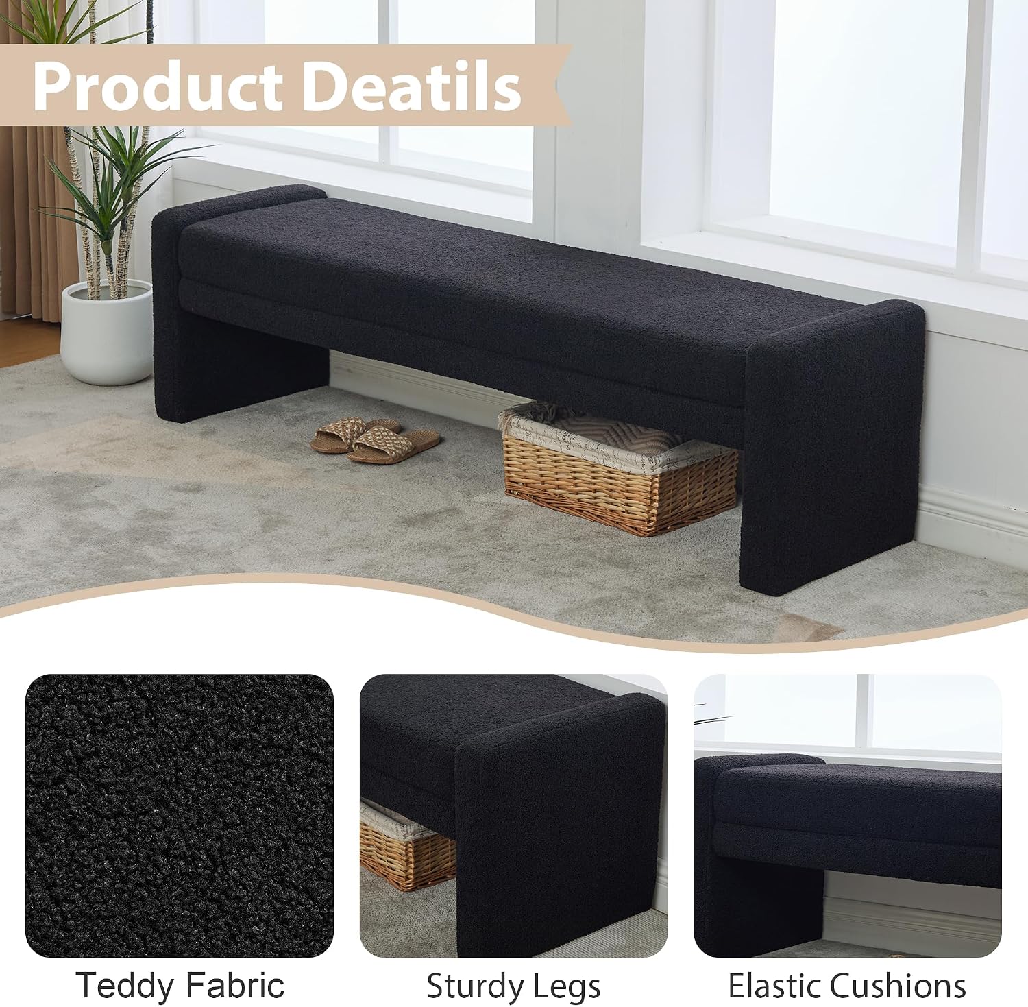 Modern Upholstered Multi‑Purpose Bedroom Bench