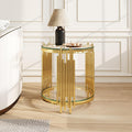 Gold Glass Side Table with Storage Drawers