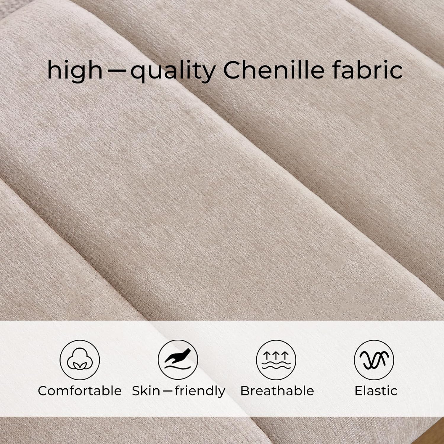 Modern Chenille Upholstered Solid‑Frame Bench