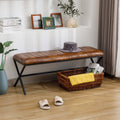 Modern Tufted Faux Leather Ottoman Bench