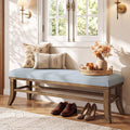 Linen Upholstered Solid Wood Entryway Bench