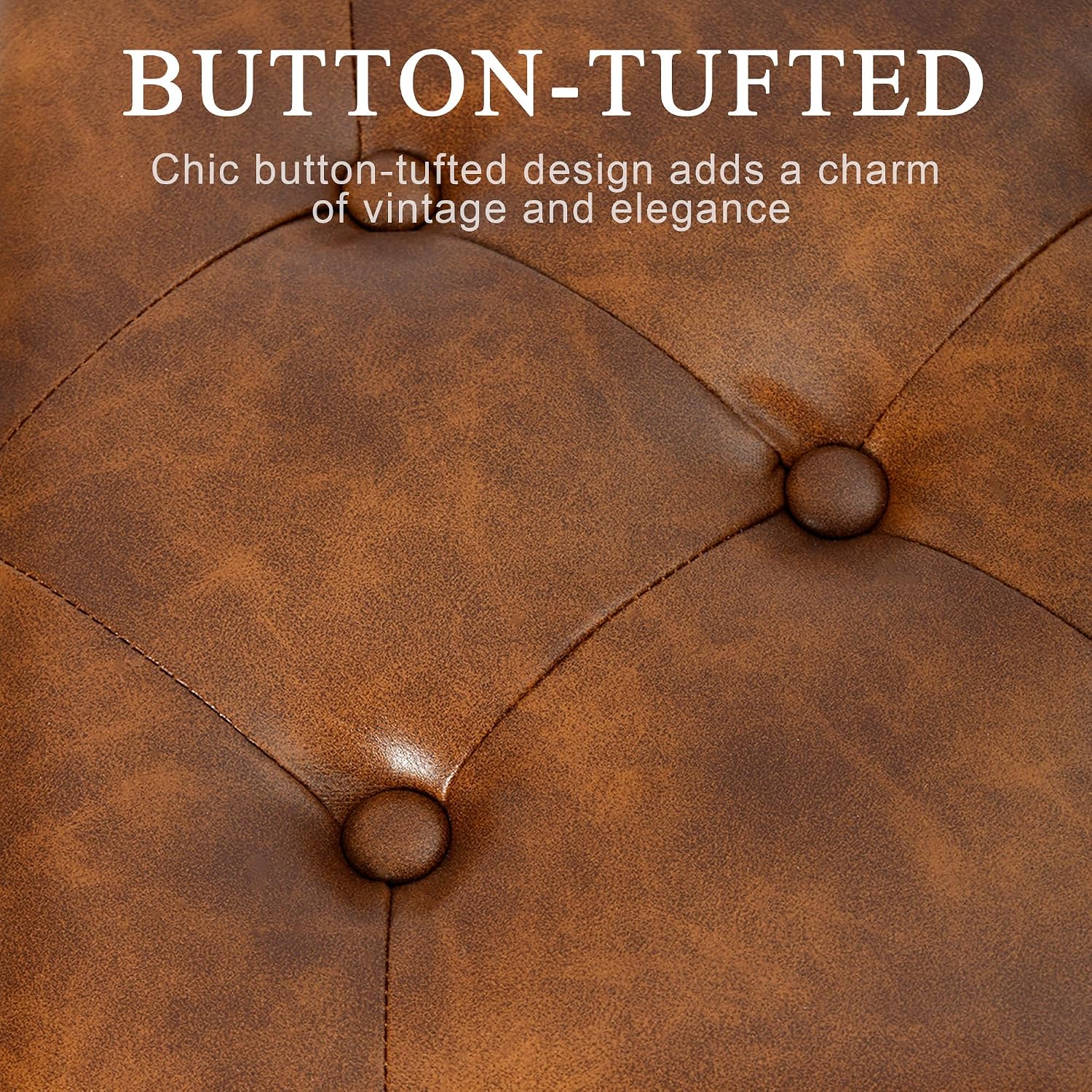 Tufted Leather Upholstered Storage Ottoman Bench