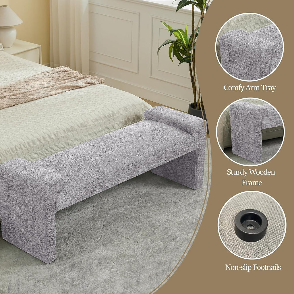 Modern Upholstered Solid‑Frame End‑of‑Bed Bench
