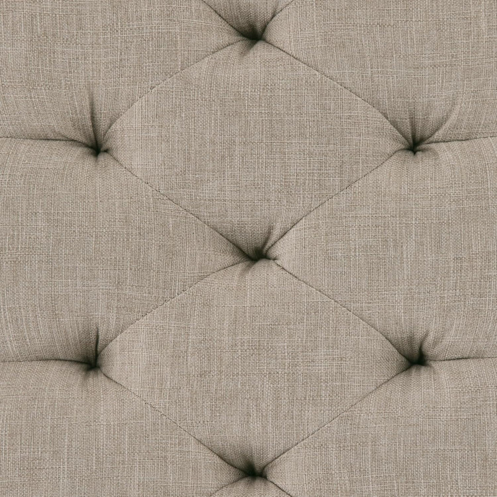 Tufted Fabric Ottoman Bench With Carved Legs