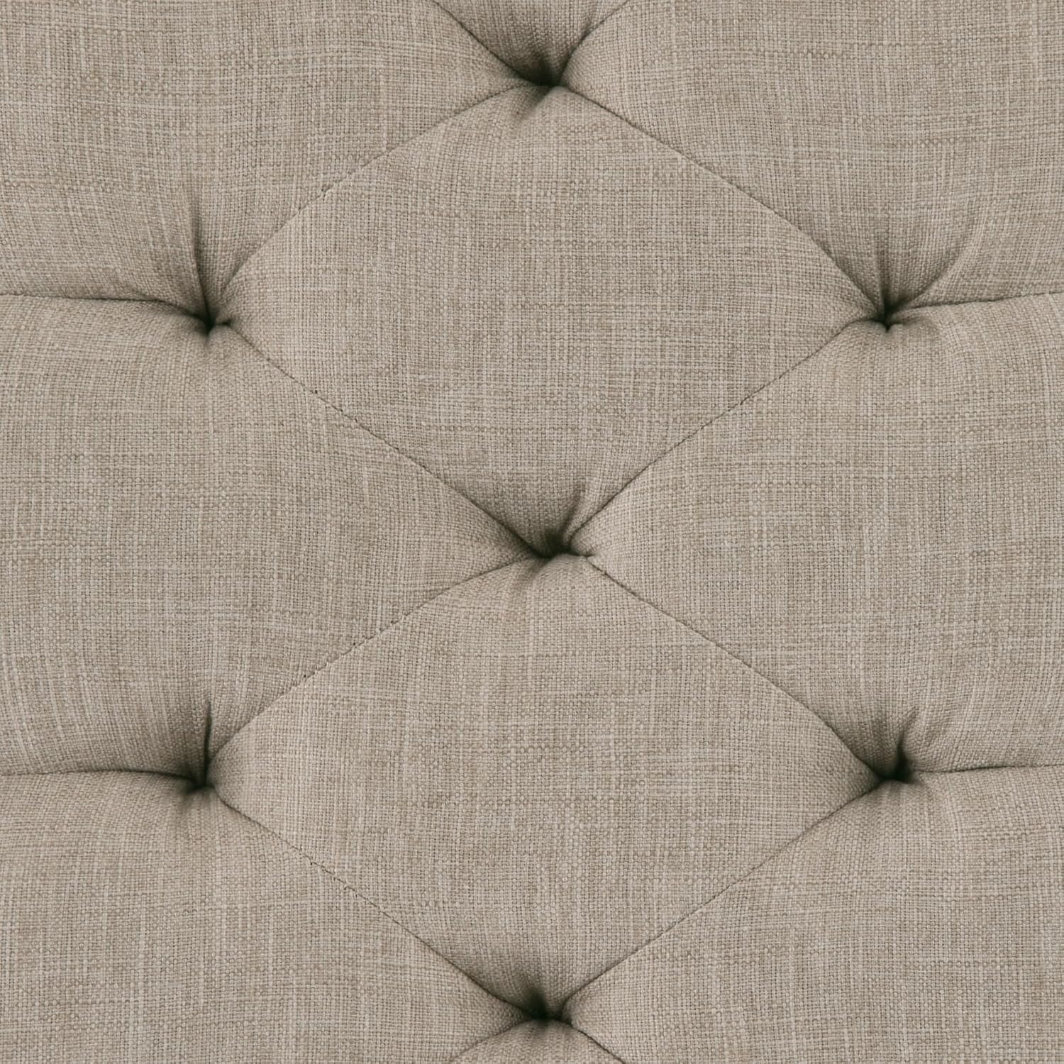 Tufted Fabric Ottoman Bench With Carved Legs